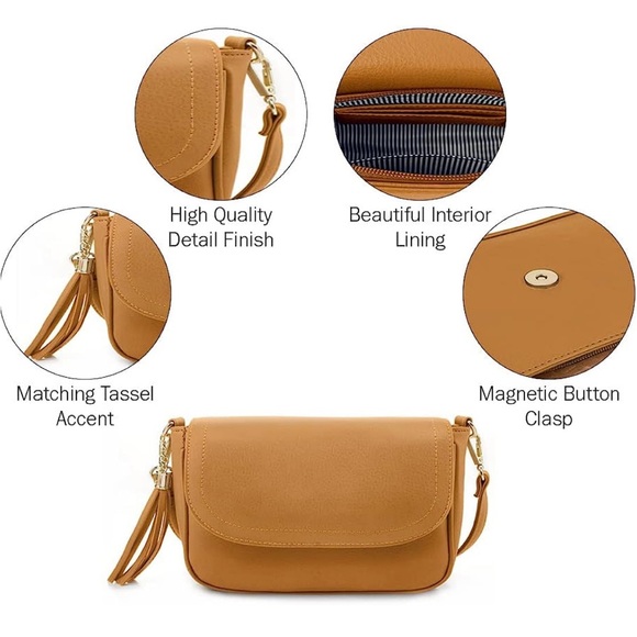 light brown crossbody saddle style purse - Picture 5 of 6